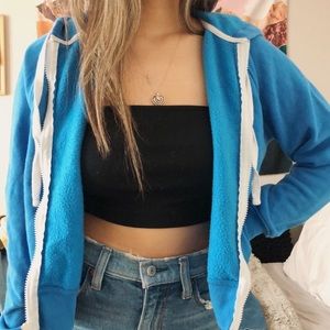 Blue cropped zip up